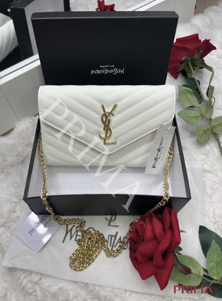 حقيبة كلاسيكية من YSL WOC سلسلة ذهبية مختومة مع علبة هدايا قاعدة 24 سم